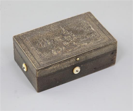 A 19th century bois durci musical box, 4.25in.